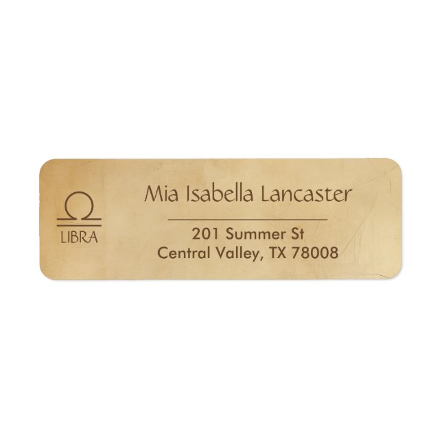 Zodiac Sign Libra -  Return Address Labels (Front)