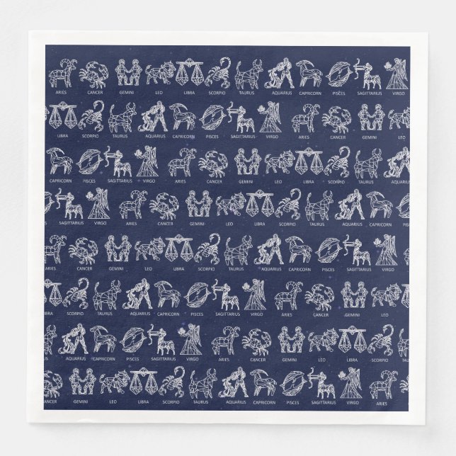 Zodiac Sign Napkin(Blue) Paper Dinner Napkins (Front)