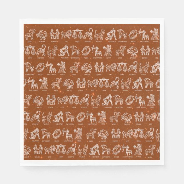 Zodiac Sign Paper Napkin(Orange) Napkins (Front)