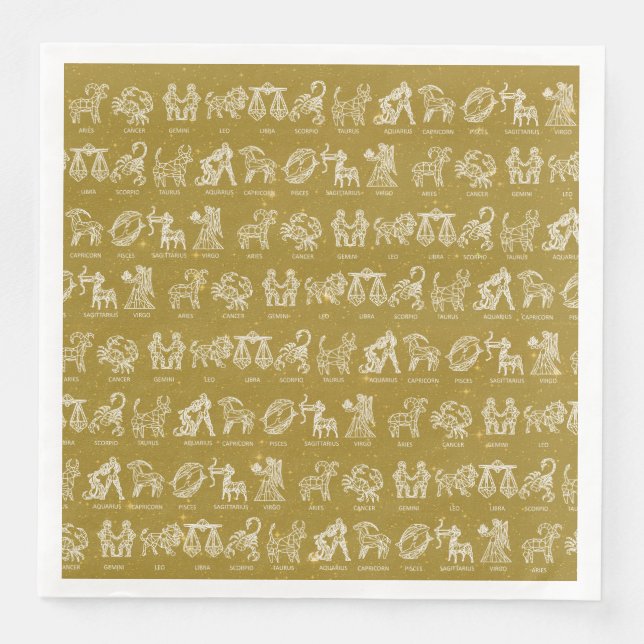 Zodiac Sign Paper Napkin(Yellow) Dinner Napkins (Front)