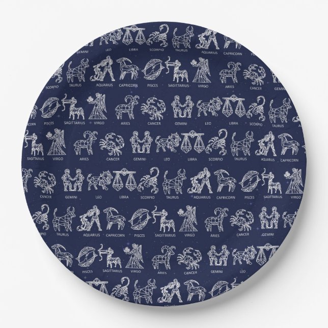 Zodiac Sign Paper Plate(Blue) Plates (Front)