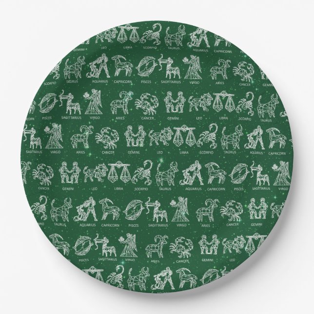 Zodiac Sign Paper Plate(Green) Plates (Front)