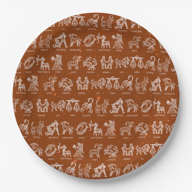 Zodiac Sign Paper Plate(Orange) Plates (Front)