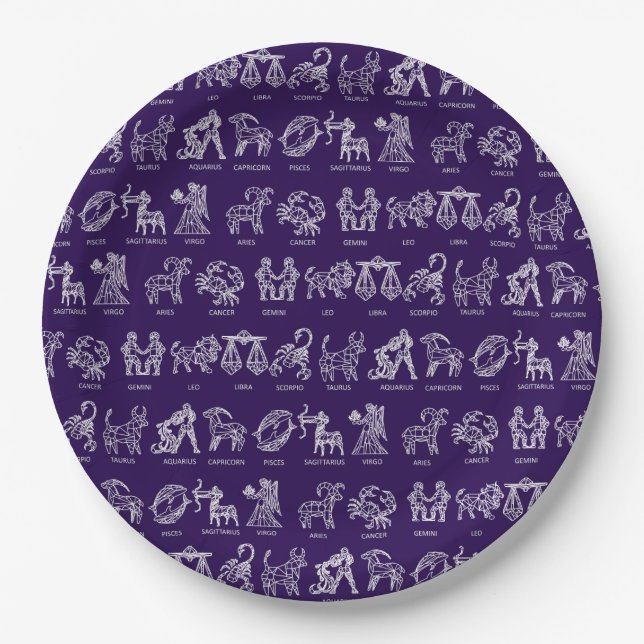 Zodiac sign Paper Plate(Purple) Plates (Front)