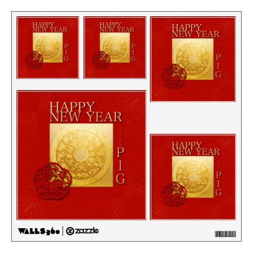 Zodiac Sign Pig Papercut Chinese Year 2019 Decals