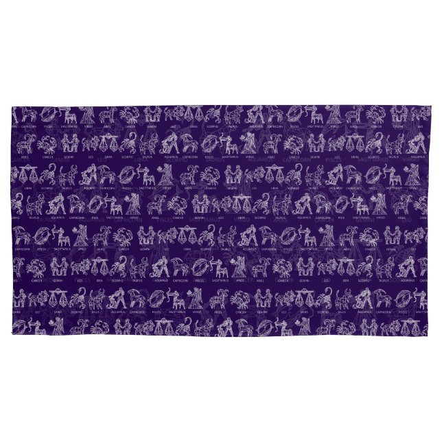 Zodiac Sign Pillow Case(Purple Set of Two) Case (Front-Left)
