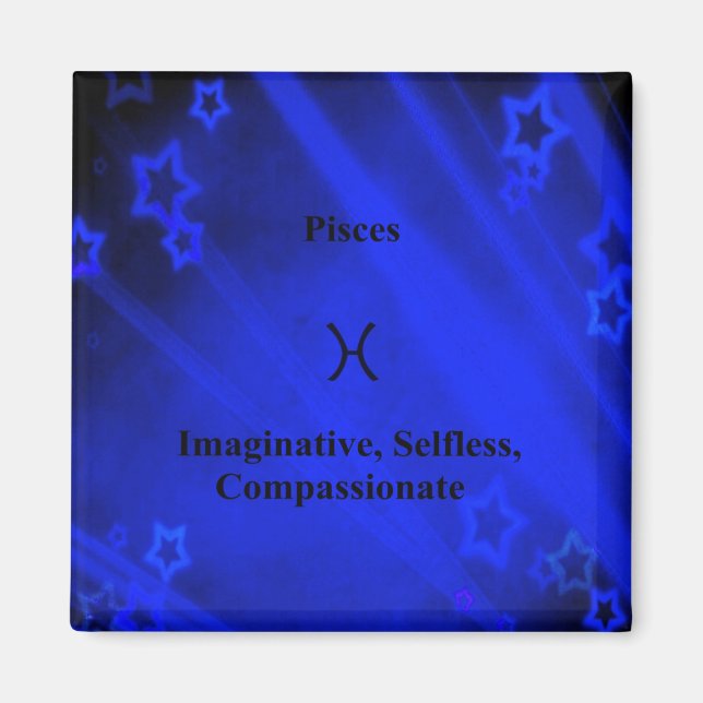 Zodiac Sign: Pisces 2 Inch Square Magnet (Front)