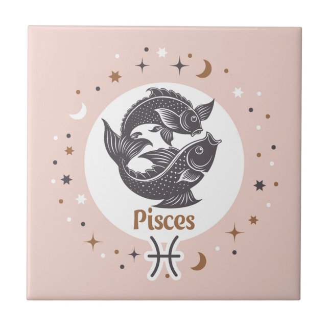 Zodiac Sign Pisces Ceramic Tile (Front)