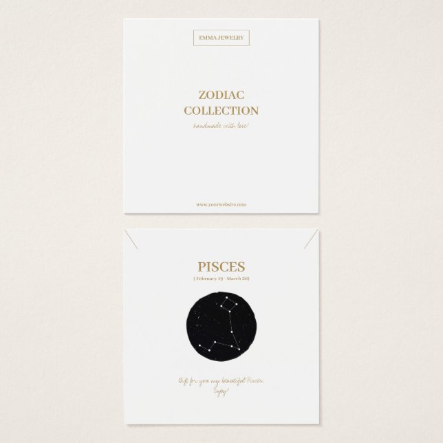 Zodiac Sign Pisces Jewelry Display Card (Front & Back)