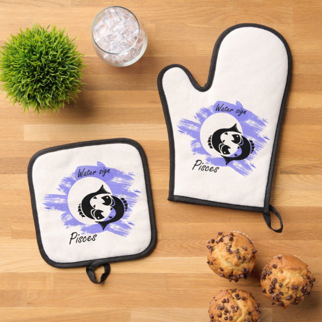 Zodiac sign - Pisces Oven Mitt & Pot Holder Set (Top Down)