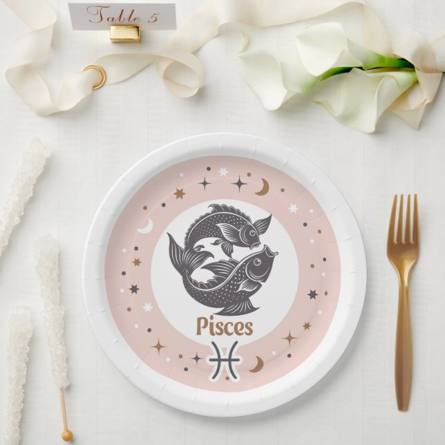 Zodiac Sign Pisces Paper Plates (Wedding)
