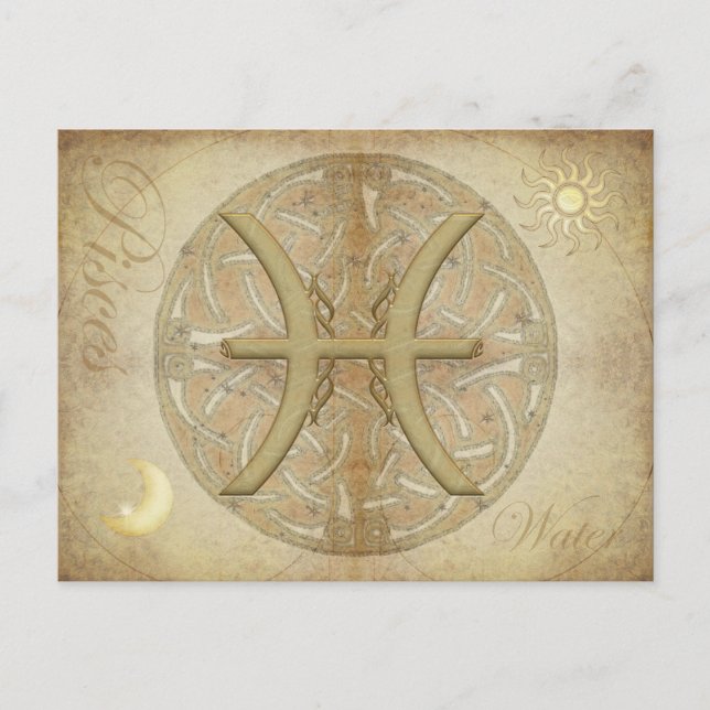 Zodiac Sign Pisces Postcard (Front)