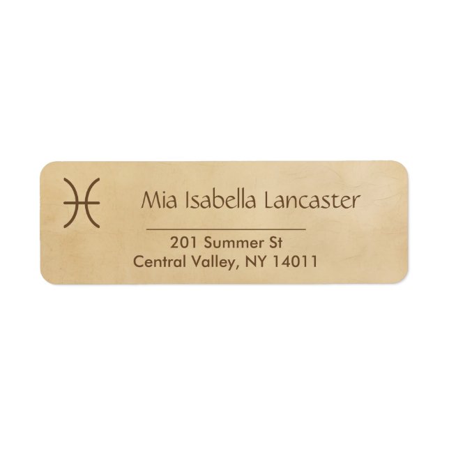 Zodiac Sign - Pisces Return Address Labels (Front)