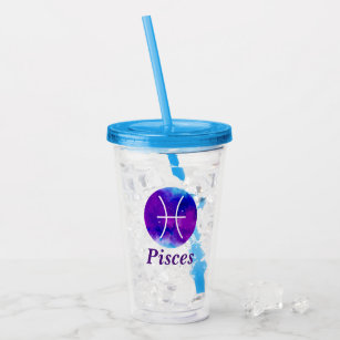 Zodiac Sign Acrylic Tumbler Cups with Straw