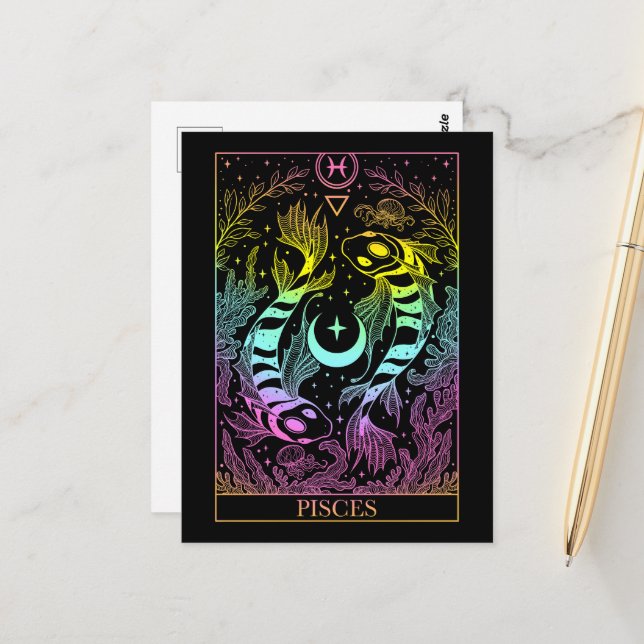 Zodiac sign Pisces Tarot card (Front/Back In Situ)