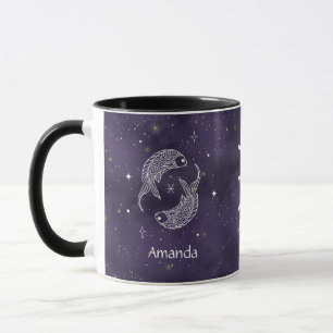 Zodiac Sign Pisces Watercolor Customizable Mug