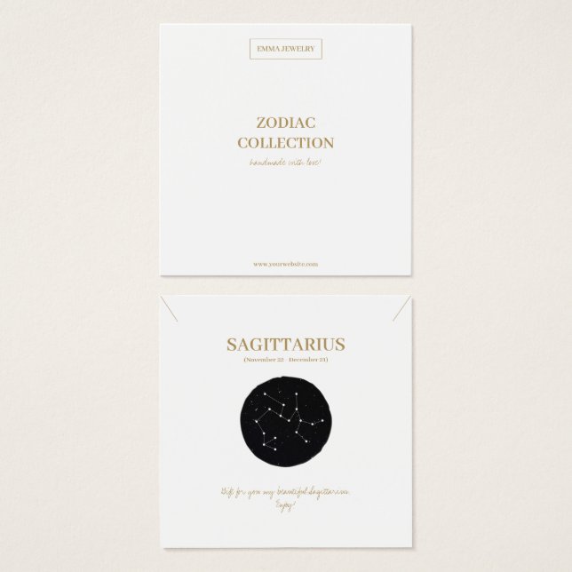 Zodiac Sign Sagittarius Jewelry Display Card (Front & Back)