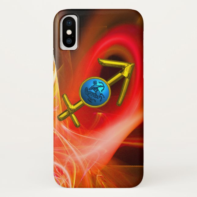 ZODIAC SIGN SAGITTARIUS,Red Yellow Fractal Swirls Case-Mate iPhone Case (Back)