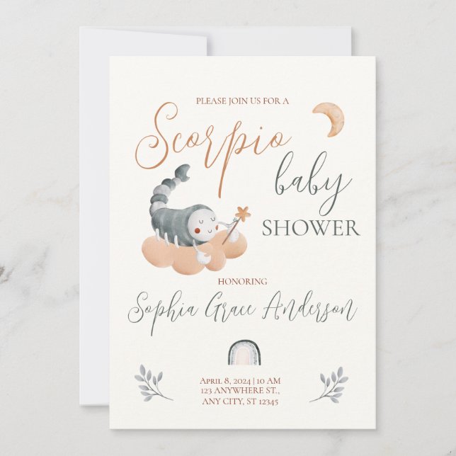 Zodiac sign: Scorpio baby shower Invitation (Front)