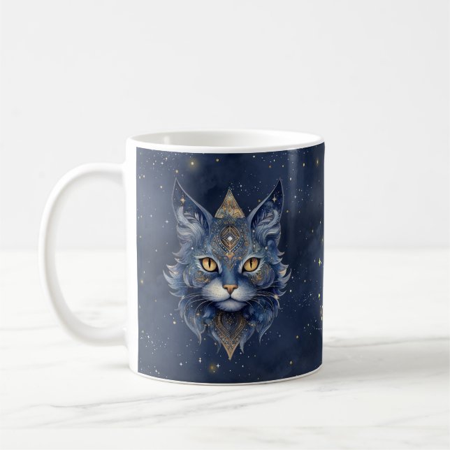 Zodiac Sign Scorpio & Celestial Cat Mug (Left)