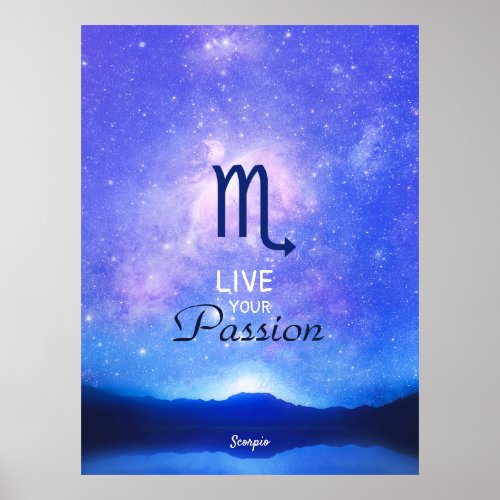 Zodiac Sign Scorpio Dreamy Star Sky Quote Poster