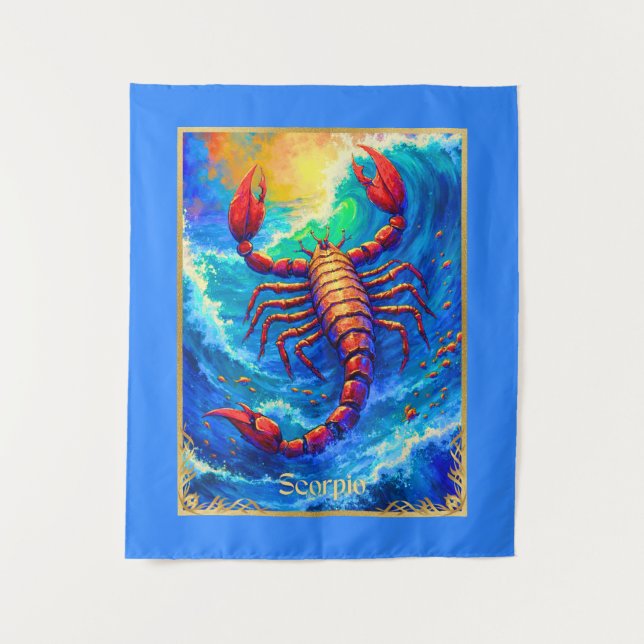 Zodiac Sign Scorpio Emerging from Deep Waters Tapestry (Front)