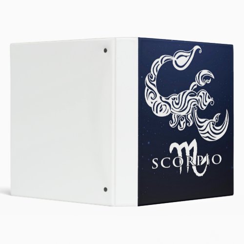 Zodiac Sign Scorpio White Canvas Wall Art Design 3 Ring Binder