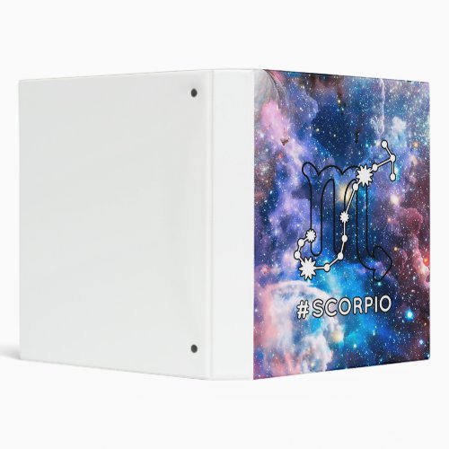 Zodiac Sign Scorpio White Canvas Wall Art Design 3 Ring Binder