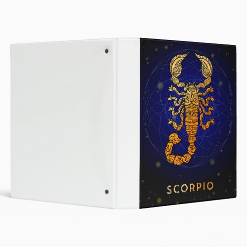 Zodiac Sign Scorpio White Canvas Wall Art Design 3 Ring Binder