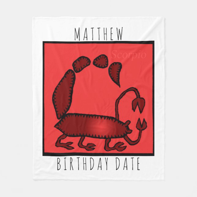 Zodiac Sign Scorpion personalized Birthday Blanket (Front)