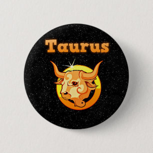 Zodiac sign Taurus Button