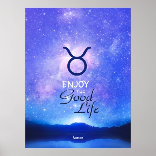 Zodiac Sign Taurus Dreamy Star Sky Quote Poster