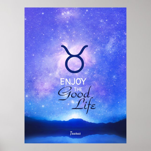 Zodiac Sign Taurus Dreamy Star Sky Quote Poster (Front)