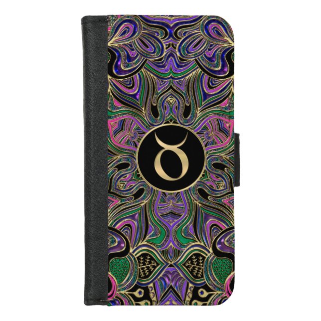 Zodiac Sign Taurus Mandala iPhone Wallet Case (Front)