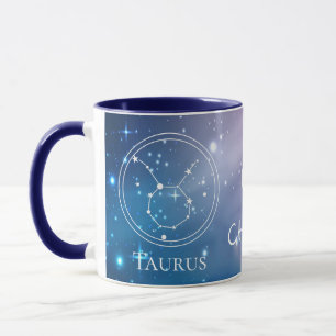 Zodiac Sign TAURUS Purple Blue Name Monogram Mug