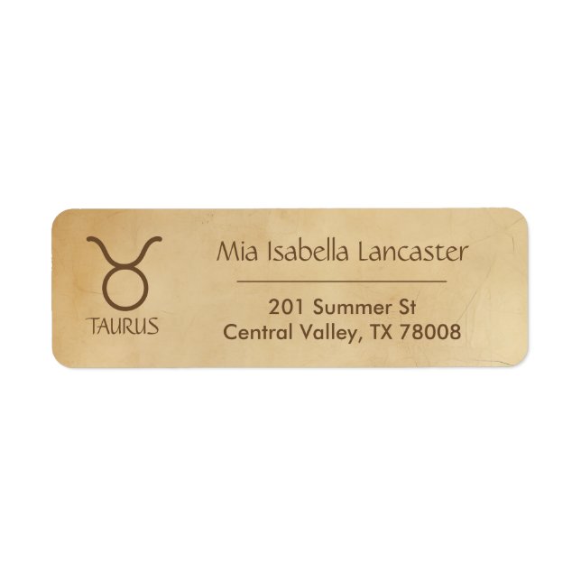 Zodiac Sign Taurus -  Return Address Labels (Front)