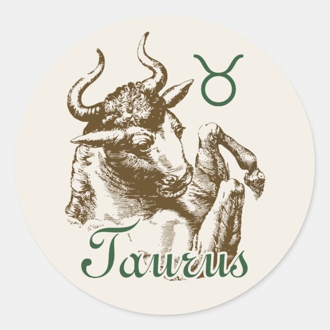 Zodiac Sign Taurus Symbol Classic Round Sticker (Front)