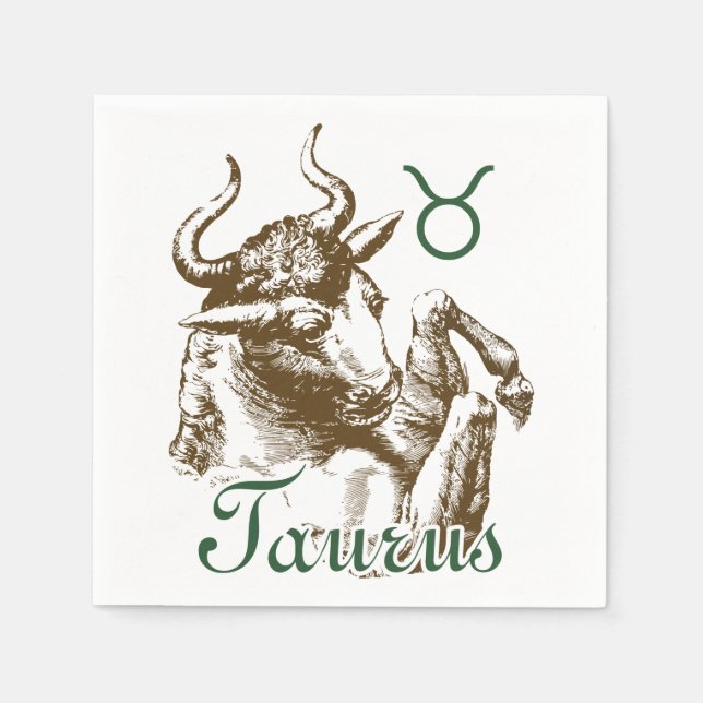 Zodiac Sign Taurus Symbol Paper Napkins (Front)