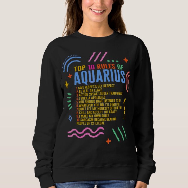 Zodiac Sign Top 10 Rules Of Aquarius Sunflower Ast (Front)