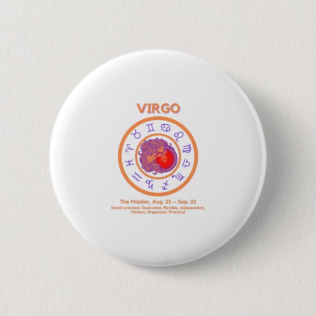 Zodiac Sign - VIRGO Button (Front)