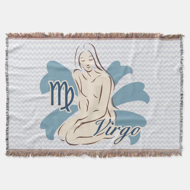 Zodiac Sign Virgo Symbol Throw Blanket (Front)