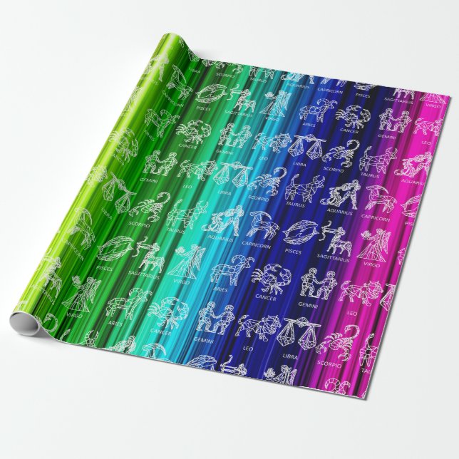 Zodiac Sign Wrapping Paper(Bright Rainbow) Paper (Unrolled)