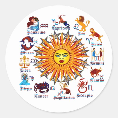 Zodiac_Signs_All_V_1 Classic Round Sticker