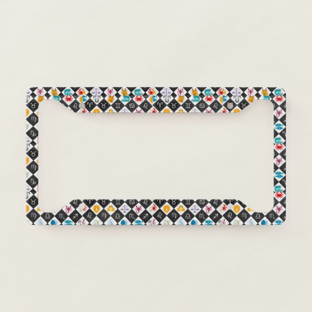 Zodiac Signs Astrology Symbols Horoscope License Plate Frame (Front)