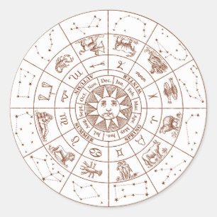 Zodiac signs classic round sticker