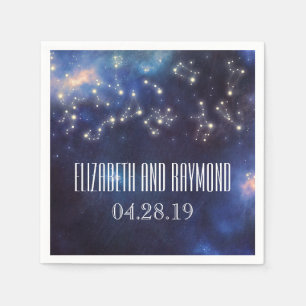 Zodiac Signs Constellation Starry Night Wedding Paper Napkins