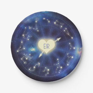 Zodiac Signs   Constellation Starry Night Wedding Paper Plates