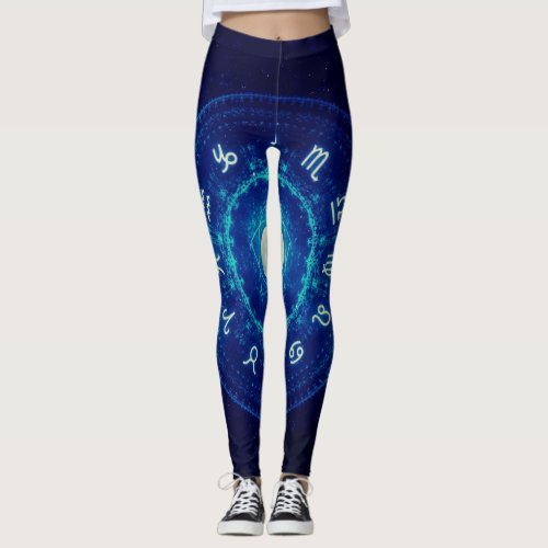 Zodiac signs Cute Astrology women night sky Moon Leggings