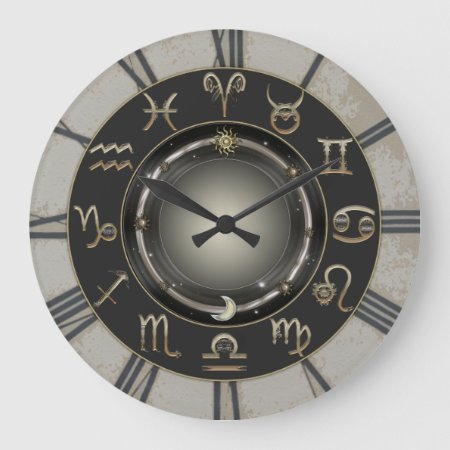 Zodiac Signs Large Clock