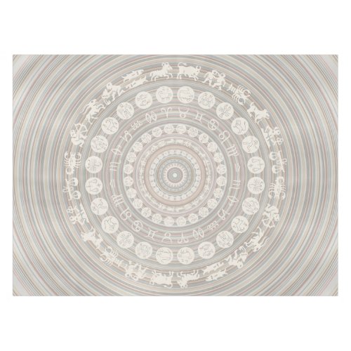 Zodiac Signs Medallion Neutral Boho Tablecloth